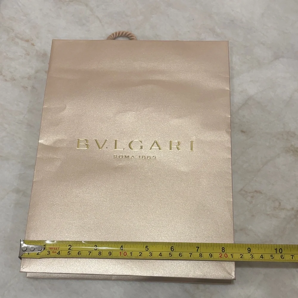 BVLGARI Designer Gold Paper Shopping Bag Set – Small & Large Authentic.